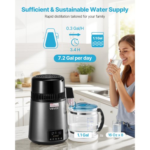 Water Distiller 4L 1.1 Gallon Pure Water Purifier Filter For Home Table 2