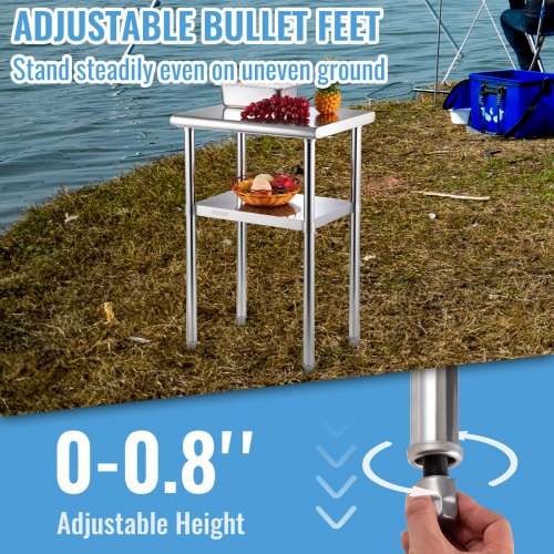 Stainless Steel Prep Table 24 x 18 x 36 Inch 600lbs Load Capacity Heavy