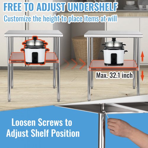 Stainless Steel Prep Table 30 x 30 x 36 Inch 800lbs Load Capacity Heavy