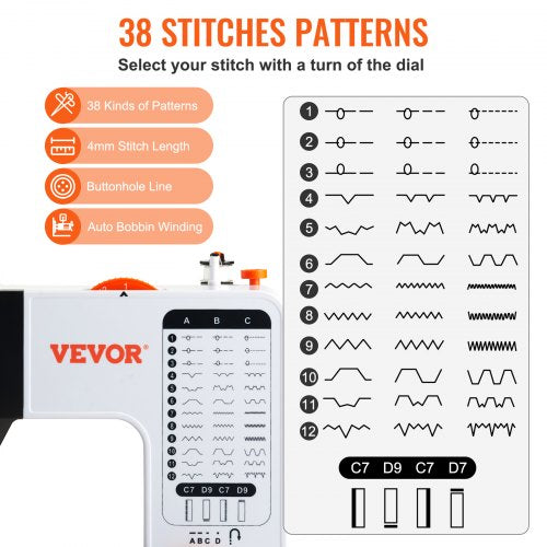 Sewing Machine Portable Sewing Machine for Beginners with 38 Builtin