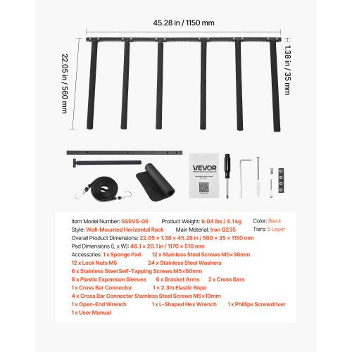 Surfboard Wall Mount 5 Tiers Vertical Surfboard Rack for Storage and Display