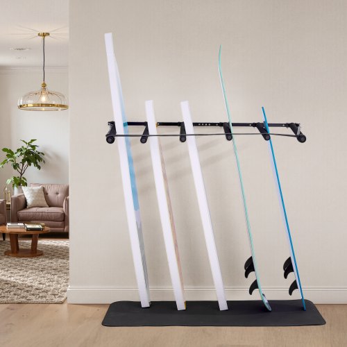 Surfboard Wall Mount 5 Tiers Vertical Surfboard Rack for Storage and Display