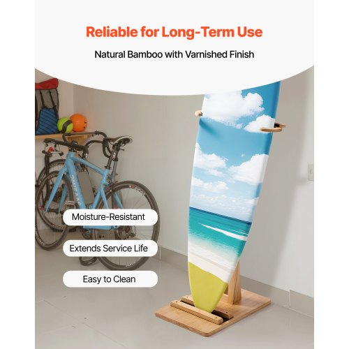 Vertical Surfboard Stand Wooden Surfboard Rack for Storage and Display