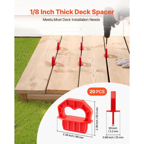 20Pack 18 Inch Deck Board Spacers Bright Red Gap Jig Rings for Easily