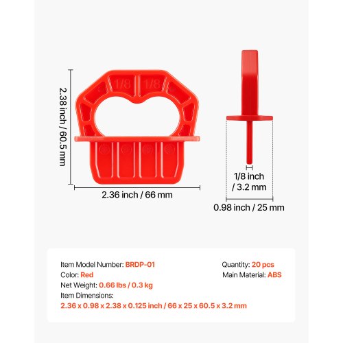 20Pack 18 Inch Deck Board Spacers Bright Red Gap Jig Rings for Easily