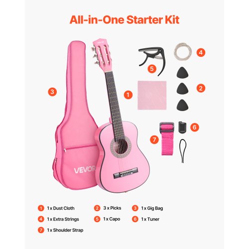 Classical Guitar 30 Inch Wood Classical Guitar Starter Kit for Beginners 1