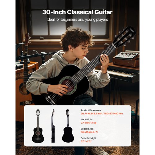 Classical Guitar 30 Inch Wood Classical Guitar Starter Kit for Beginners 3