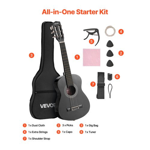 Classical Guitar 30 Inch Wood Classical Guitar Starter Kit for Beginners 3