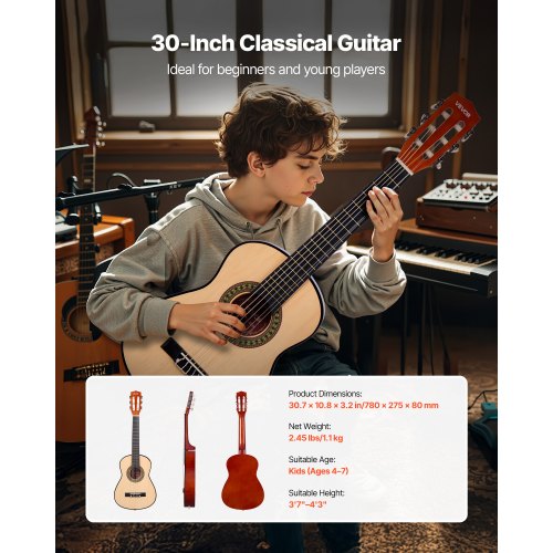 Classical Guitar 30 Inch Wood Classical Guitar Starter Kit for Beginners 4