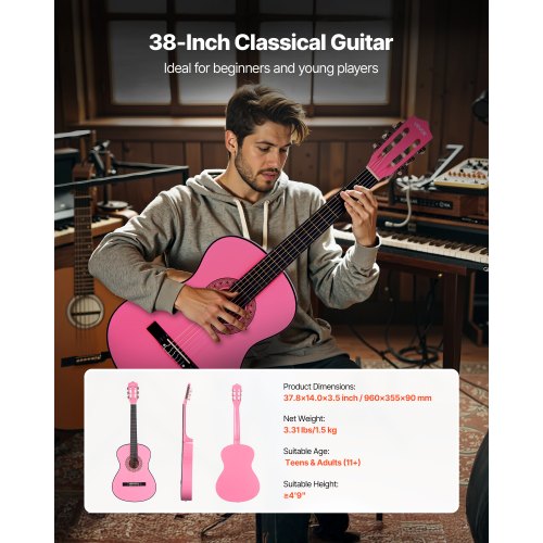Classical Guitar 38 Inch Wood Classical Guitar Starter Kit for Beginners 3