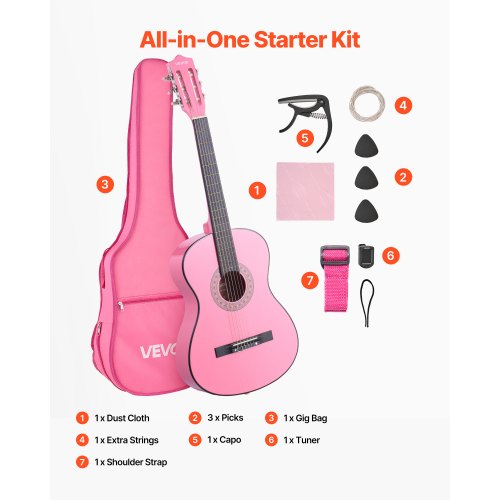 Classical Guitar 38 Inch Wood Classical Guitar Starter Kit for Beginners 3