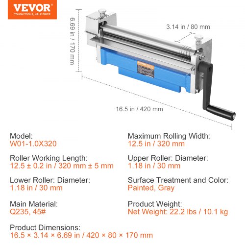 Slip Roll Machine 12.6 inches Forming Width in 20 Gauge Capacity Sheet