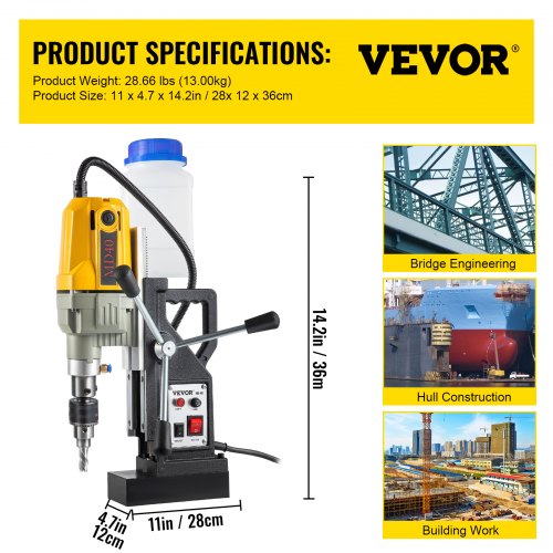 Magnetic Drill 1100W 157 Boring Diameter 2697lbf12000N Portable
