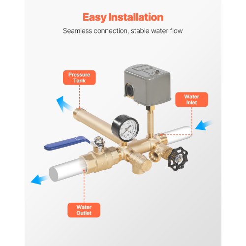 1 x 11 Well Pressure Tank Tee Kit with 4060PSI Switch 8Pieces Pure