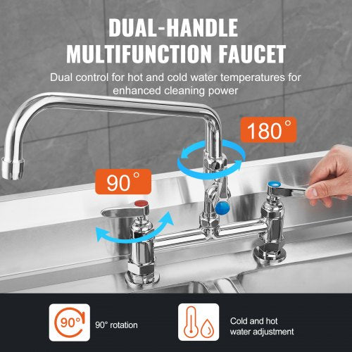 Industrial Sink Faucet 44 Tall 8 Install Space 12 Rotating Spout