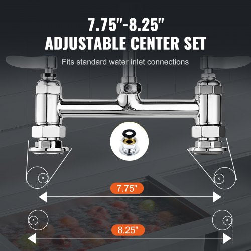 Commercial Faucet with PreRinse Sprayer 26 Height 8 Center 12 Swing