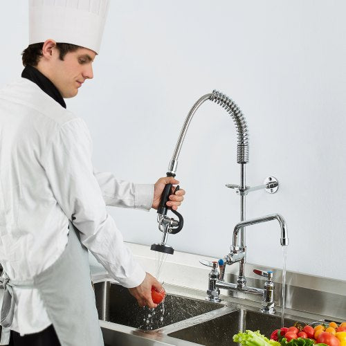 Commercial Faucet with PreRinse Sprayer 26 Height 8 Center 12 Swing