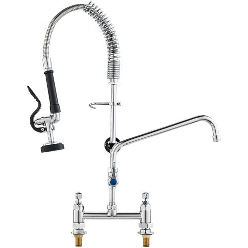 Commercial Faucet with PreRinse Sprayer 26 Height 8 Center 12 Swing