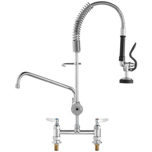 Commercial Faucet with PreRinse Sprayer 26 Height 8 Center 12 Swing