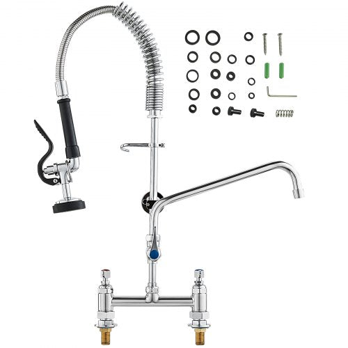 Commercial Faucet with PreRinse Sprayer 26 Height 8 Center 12 Swing
