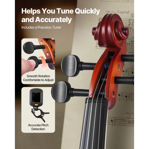 Violin 34 Size for Adults Violin Fiddle Set for Beginners with Hard Case