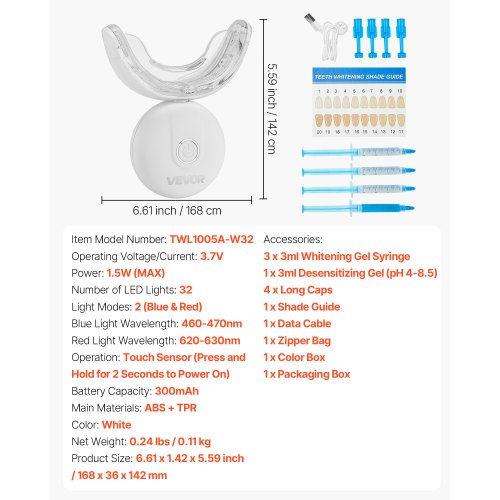 Teeth Whitening Kit with LED Light 32 LED Accelerator Lights Whitening Gel
