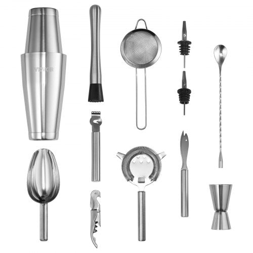 Cocktail Shaker Set 13Piece Stainless Steel Bar Tools with Bamboo Stand