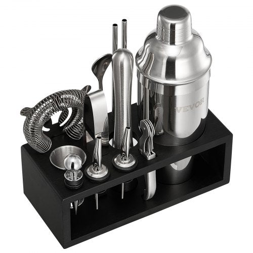 Cocktail Shaker Set 13Piece Stainless Steel Bar Tools with Bamboo Stand