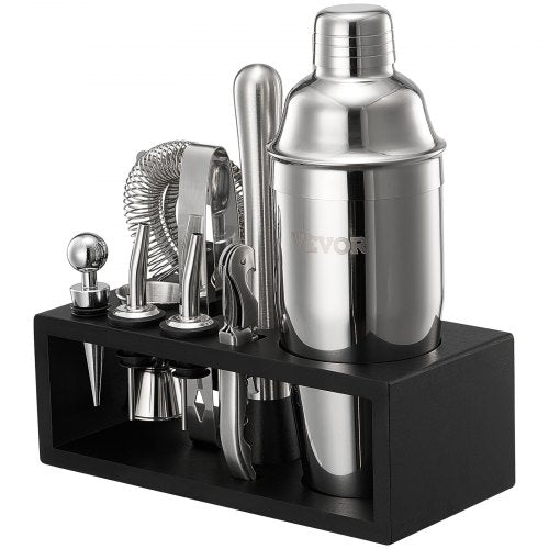 Cocktail Shaker Set 13Piece Stainless Steel Bar Tools with Bamboo Stand