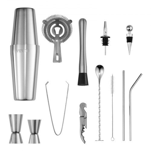 Cocktail Shaker Set 14Piece Stainless Steel Bar Tools with Acrylic Stand
