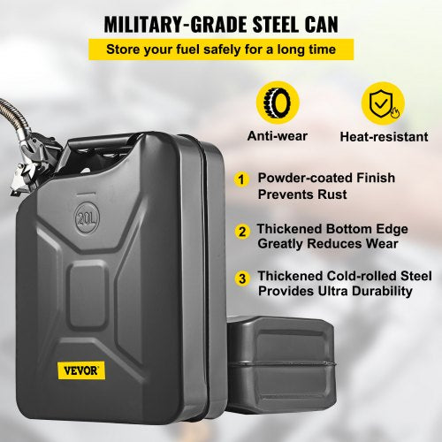 Jerry Fuel Can 5.3 Gallon 20 L Portable Jerry Gas Can with Flexible Spout