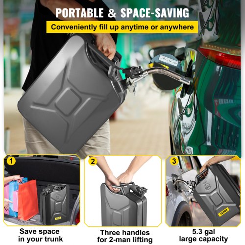 Jerry Fuel Can 5.3 Gallon 20 L Portable Jerry Gas Can with Flexible Spout