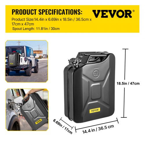 Jerry Fuel Can 5.3 Gallon 20 L Portable Jerry Gas Can with Flexible Spout