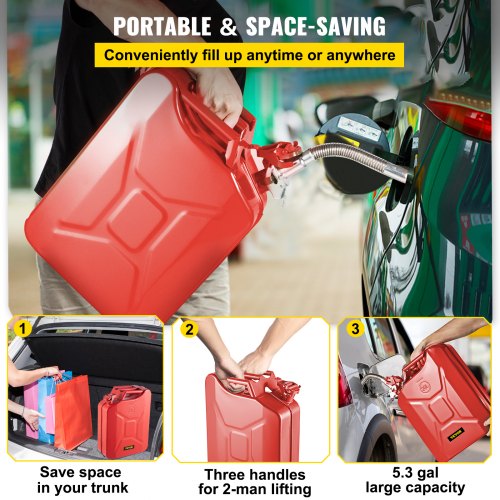 Jerry Fuel Can 5.3 Gallon 20 L Portable Jerry Gas Can with Flexible Spout