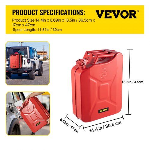 Jerry Fuel Can 5.3 Gallon 20 L Portable Jerry Gas Can with Flexible Spout