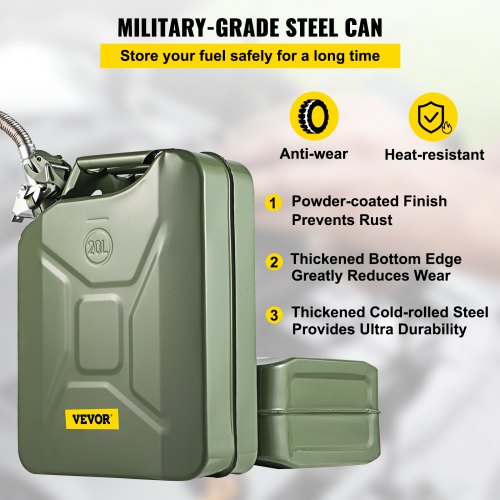 Jerry Fuel Can 5.3 Gallon 20 L Portable Jerry Gas Can with Flexible Spout