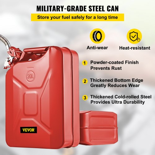 Jerry Fuel Can 5.3 Gallon 20 L Portable Jerry Gas Can with Flexible Spout