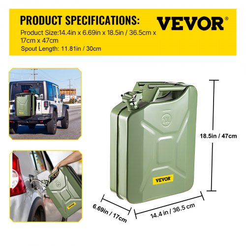 Jerry Fuel Can 5.3 Gallon 20 L Portable Jerry Gas Can with Flexible Spout