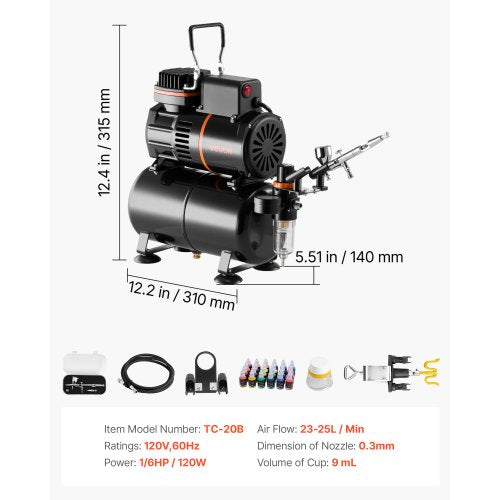 Airbrush Kit 16 HP Air Brush Kit with Air Compressor and Tank 1