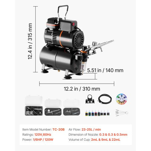 Airbrush Kit 16 HP Air Brush Kit with Air Compressor and Tank 3