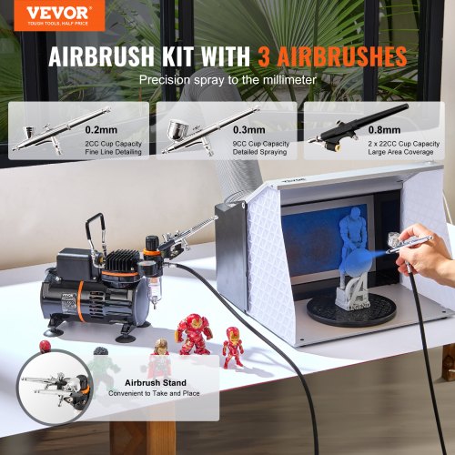 Airbrush Kit Dual Fan Air Compressor Professional Airbrushing System Kit