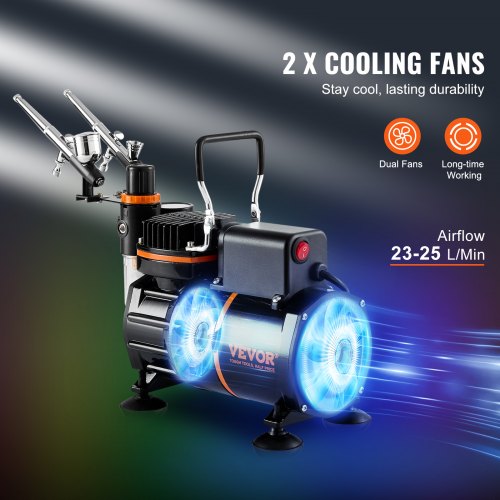 Airbrush Kit Dual Fan Air Compressor Professional Airbrushing System Kit