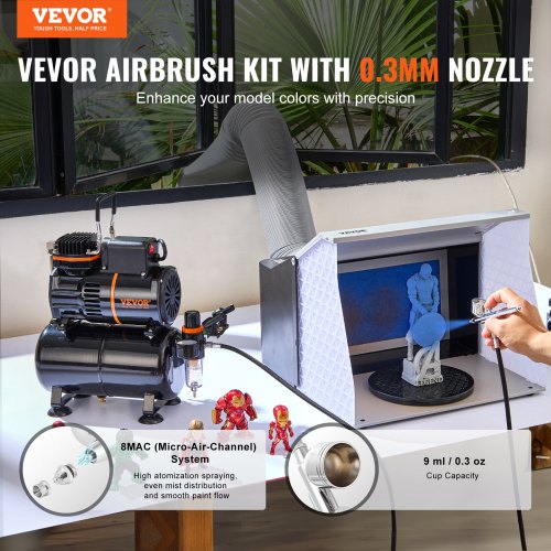 Airbrush Kit Dual Fan Air Tank Compressor System Kit with 35L Air Storage