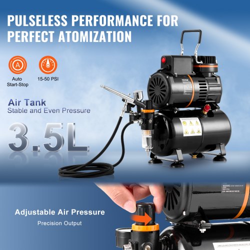 Airbrush Kit Dual Fan Air Tank Compressor System Kit with 35L Air Storage