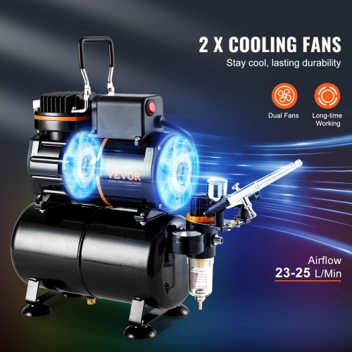 Airbrush Kit Dual Fan Air Tank Compressor System Kit with 35L Air Storage