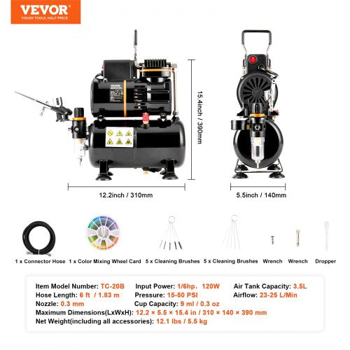 Airbrush Kit Dual Fan Air Tank Compressor System Kit with 35L Air Storage