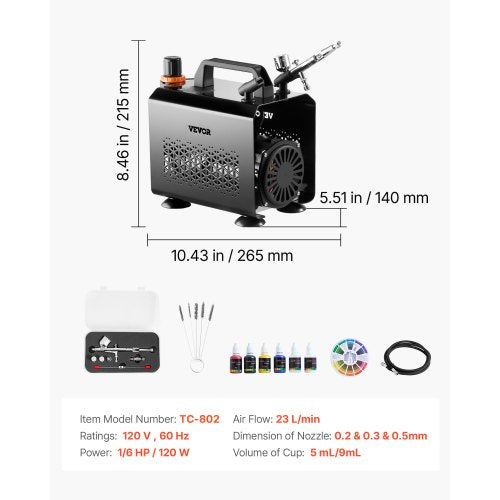 Airbrush Kit 16 HP Air Brush Kit with Air Compressor 1 DualAction