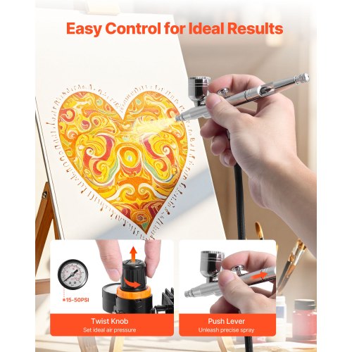 Airbrush Kit 16 HP Air Brush Kit with Air Compressor 1 DualAction 1