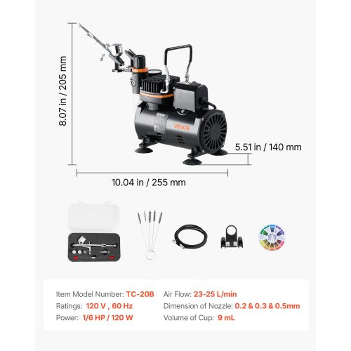 Airbrush Kit 16 HP Air Brush Kit with Air Compressor 1 DualAction 1