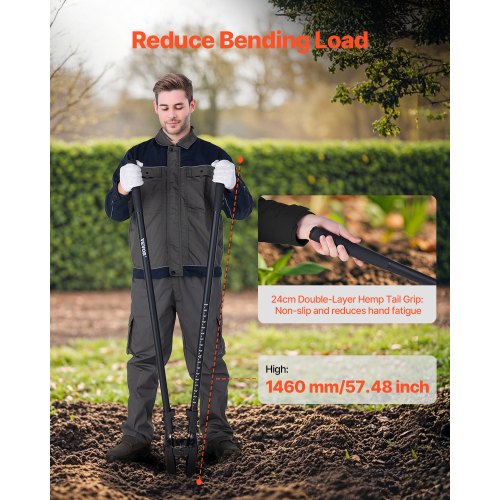 Post Hole Digger Heavy Duty Post Hole Digger with Fiberglass Handle Manual